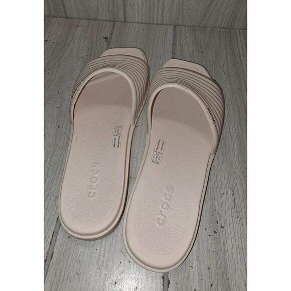 Crocs Women's Miami Slide Dew Size 6 Ribbed Cream Minimalist Summer Read - Picture 4 of 9